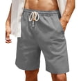 thumbnail image 2 of Mens Shorts Summer Casual Elastic Waist Wide Straight Leg Relaxed Fit Lightweight Shorts with Pockets, 2 of 8