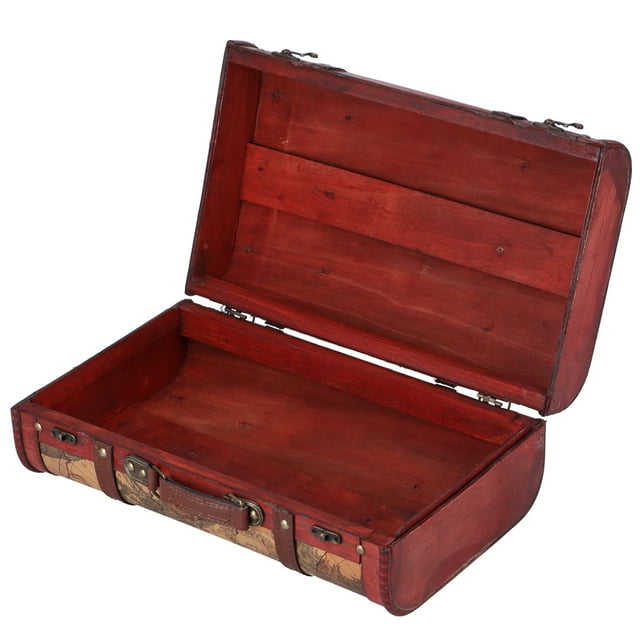Treasure Chest, Composite Wood Decorative Storage Suitcase Map Pattern for Home Storage for Shooting Props for Window Display for Decoration