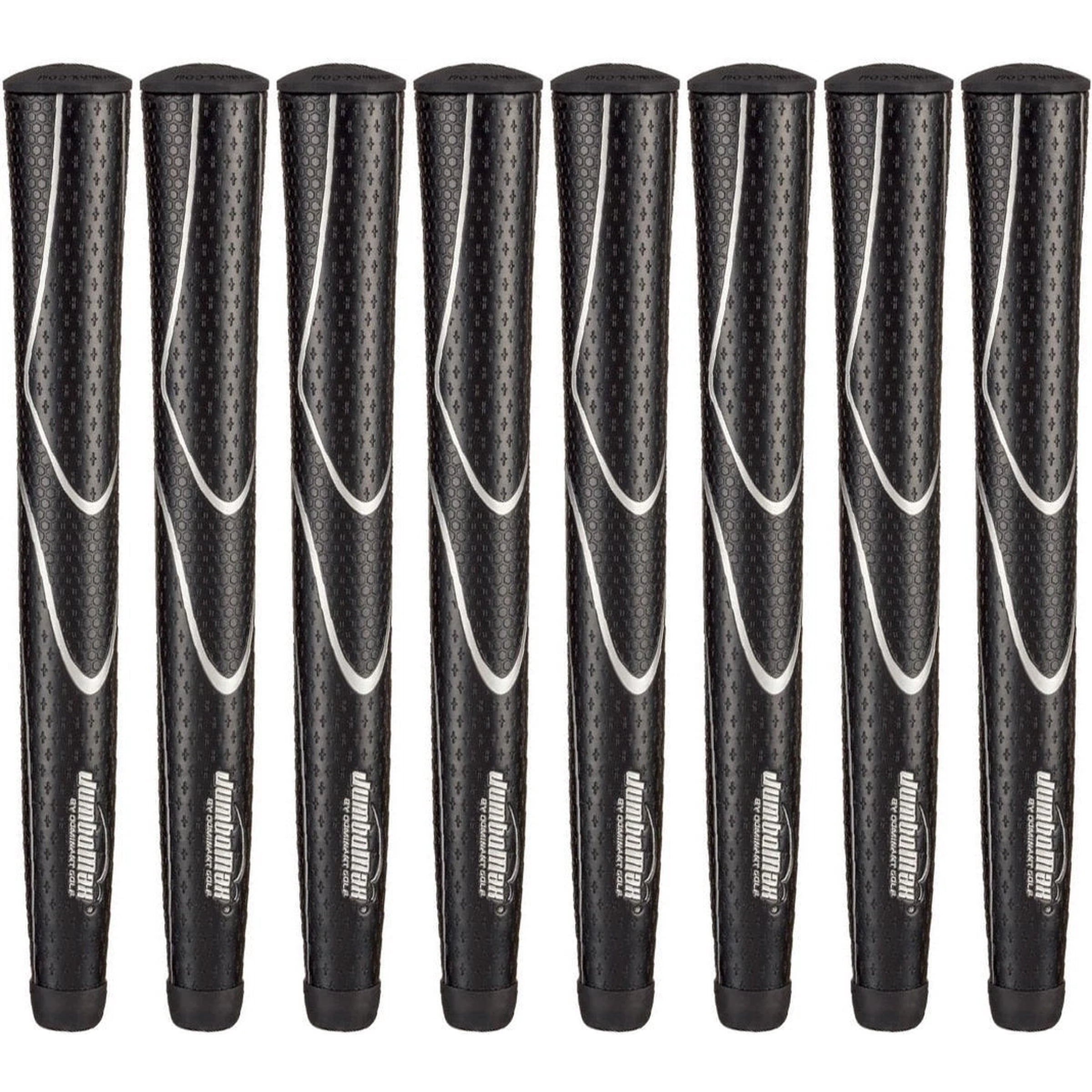 JumboMax Tour Series Golf Grips Black & Silver XL Extra Large Size - SET OF 8