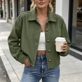 thumbnail image 2 of FAIWAD Cropped Jackets for Women Button down Long Sleeve Corduroy Coat Trendy Fall Casual Outerwear, 2 of 8