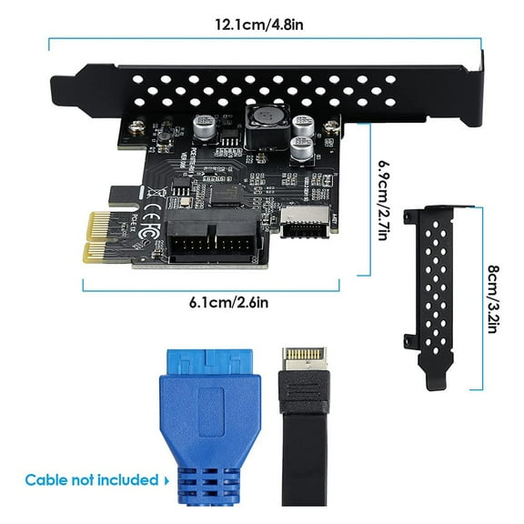 PCI-E 1X To USB 3.2 GEN1 5Gbps 20Pin Front Panel Header Riser Card