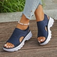 thumbnail image 6 of Women Platform Sandals Open Toe Breathable Mesh Sandals Comfortable Summer Beach Thick Shoes Casual Outdoor Walking Sandal Footwear Dark Blue 40, 6 of 6