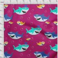 thumbnail image 4 of oneOone Cotton Cambric Fuschia Pink Fabric Shark Print Kids Sewing Fabric By The Yard Printed Diy Clothing Sewing Supplies 56 Inch Wide, 4 of 6