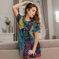 thumbnail image 3 of Vsdgher Motif Crâne Zombie Néon Chemise de Nuit à Manches Courtes Col Rond Mignonne Robe de Nuit Confortable, 3 of 6