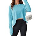 thumbnail image 5 of Long Sleeved Women Solid Athletic Crop Shirt Tee, 5 of 7