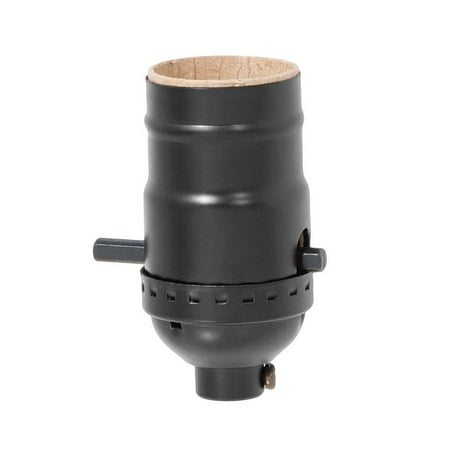 

B&P Lamp® Brass Early Electric Style Lamp Socket Satin Black Finish Push-Thru On/Off Function No Uno Thread