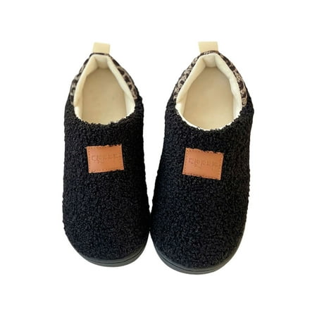 

Daeful Ladies Fuzzy Slipper Soft Plush Fleece Slippers House Warm Shoes Casual Memory Foam Home Shoe Women Non-Slip Black 8.5-9