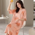 thumbnail image 3 of Camisones con estampado de algodón para mujer, ropa de dormir coreana, suave, Vestido de manga corta, camisón para el hogar, 3 of 5
