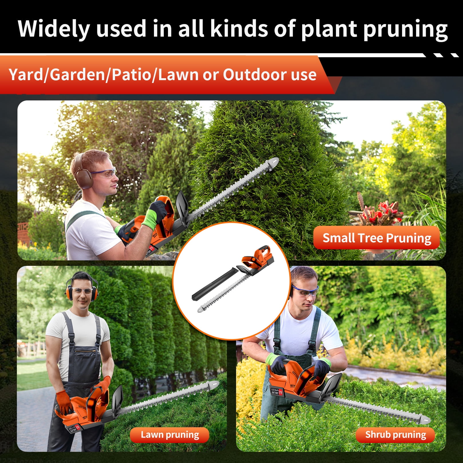 Focily 21V Hedge Trimmer Cordless, 22'' Electric Hedge Trimmer with 3.0Ah Batteries and Charger, 650W, 18500rpm Hedge Trimmer for Bush & Shrub Cutting, Trimming, Pruning