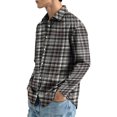 thumbnail image 4 of Mens Soft Plaid Checkered Long Sleeve Button Up Shirt Regular Fit Lapel Collar 4 Way Stretch Easy Care Machine Washable Work Business Casual Outdoor Vacation Outing Use 2XL, 4 of 6