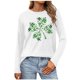 thumbnail image 5 of Xuyuer Women St. Patrick's Day Sweatshirts Shamrock Shirt Clover Printed Long Sleeve Irish Gift Casual Loose Fit Tops, 5 of 5