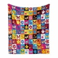 thumbnail image 1 of Abstract Soft Flannel Fleece Throw Blanket, Butterflies Beetles Flowers Bees Bugs Hearth Spring Hippie Season Image, Cozy Plush for Indoor and Outdoor Use, 60" x 80", Multicolor, by Ambesonne, 1 of 6