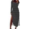 thumbnail image 2 of Qiopertar Robe Mi-Mollet à Manches Longues Imprimée Col en V pour Femmes en Solde à Moins de 5$ en Solde Offres d'Accès Anticipé, 2 of 7
