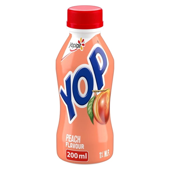 Yoplait Yop 1% Drinkable Yogurt, Peach, Yogurt Drink, 200 mL
