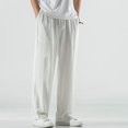 thumbnail image 4 of Men Pants Loose Straight Elastic Waist Casual Loose Lounge Trousers Solid Color, 4 of 8