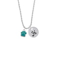 thumbnail image 2 of Delight Jewelry Silvertone Small Teal Paw Silvertone Script Initial Disc - H - Charm Necklace, 20"+3", 2 of 4