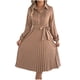thumbnail image 3 of TaTaai Women‘s Casual Collared Dress, Long Sleeve Shirt Dress Maxi Length, Solid Color Button Down Tunic Dress, Fall Winter Office Wear Gift, 3 of 8