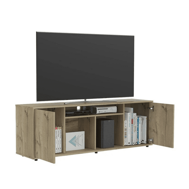 Mesa para TV hasta 65 Pulgadas con Entrepaños Organizadores para Sala Color Beige | Excelsior