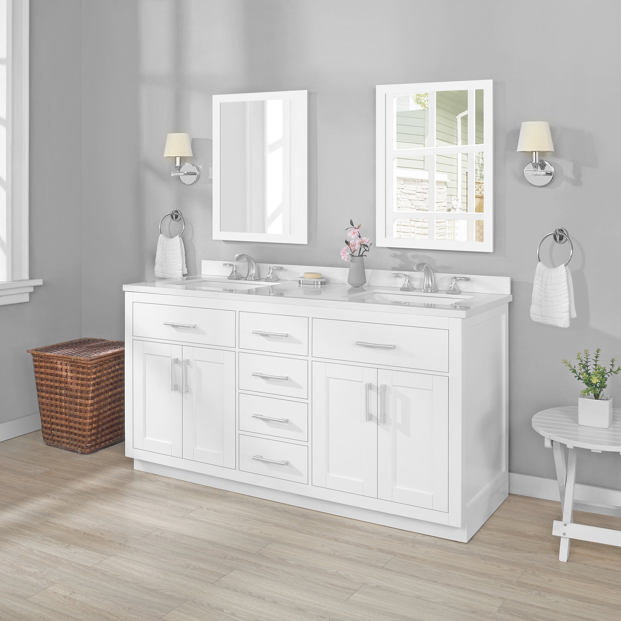 Ove Decors Bailey 60 W x 22" D Freestanding Bathroom Vanity with Double Sink, Pure White