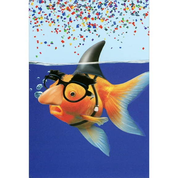Pictura Goldfish Wearing Fake Nose, Glasses and Shark Fin Funny / Humorous Birthday Card