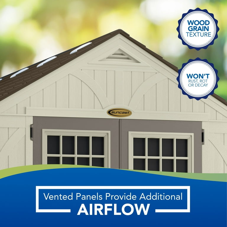 Suncast 8' x 13' Heavy-Duty Resin Tremont Storage Shed, Sand