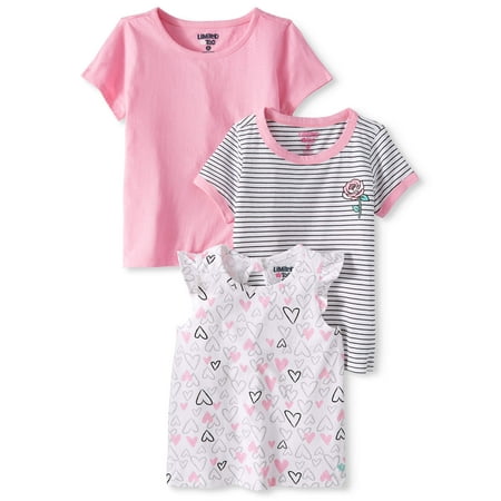 - Ruffle Sleeve, Striped & Solid T-shirts, 3-pack (Baby Girls & Toddler Girls)