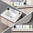 thumbnail image 4 of Bathroom 31" Vanity Top White - Sintered Stone With Middle Rectangular Sink And 4-inch Backsplash Top, 31 Inch 4" Undermount Sink, To Water Splashes, 4 of 6