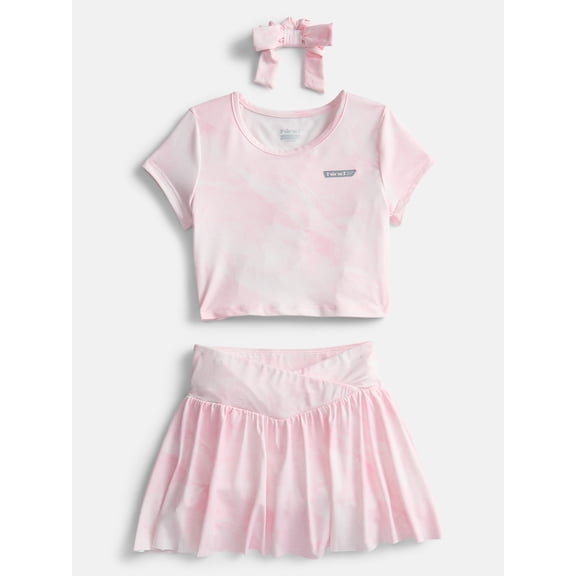 Hind Girls Athletic Tee, Skort and Bow, 3-Piece Outfit Set, Sizes 4-16