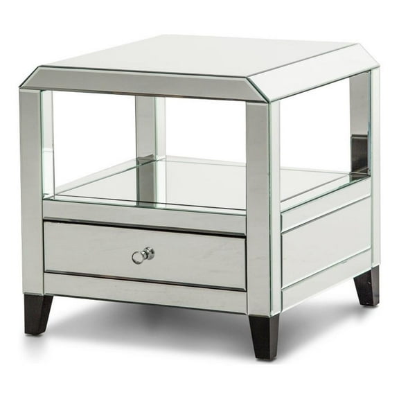 Michael Amini Montreal Mirrored Accent End Table with Drawer