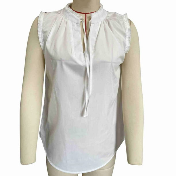 Blusa con cuello en V y cordones, blusa con cuello en V y cordones para mujer, camisa con cordones, respuesta rápida