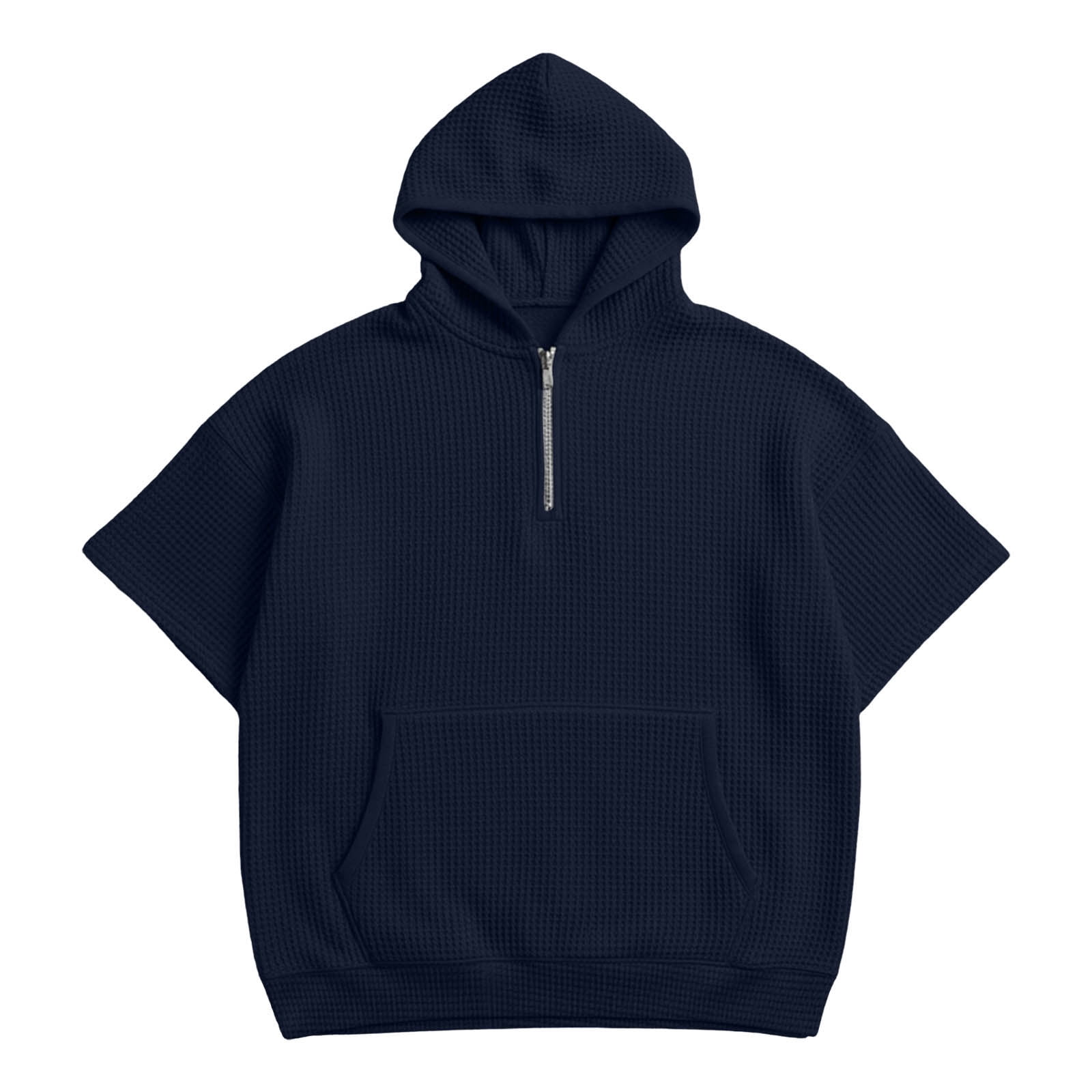 ◾︎Juemi Heavy Waffle Short Hoodie ネイビー◾︎ Denim & Co. Active Waffle Knit Mixed Media Hooded Pullover - QVC.com