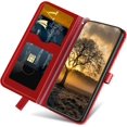 thumbnail image 4 of Case for iPhone 16 Plus Wallet Case, iPhone 16 Plus Case Leather with Strap Card Holder Magnetic Kickstand Shockproof Protective Case for iPhone 16 Plus 6.7 inch Life Tree Red, 4 of 14