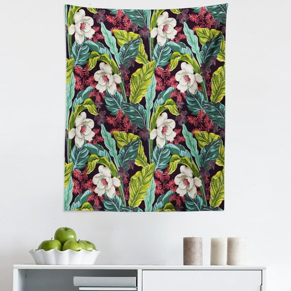Plant Tapestry, Exotic Nature Depicting Image of a Drawing with Vibrant Colored Leaves Botanical, Fabric Wall Hanging Decor for Bedroom Living Room Dorm, 5 Sizes, Multicolor, by Ambesonne
