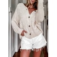 thumbnail image 3 of Women’s Button Down Cardigan Sweaters Open Front Cable Knit Off Shoulder Long Sleeve Baggy Crop Outwear, 3 of 8