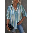 thumbnail image 1 of POGLIP Femmes Bleu Ciel Assez Doux Bouton Rayé en Haut, 1 of 6