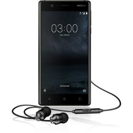 Nokia 3 16 GB Smartphone, 5" LCD HD 1280 x 720, Quad-core (4 Core) 1.30 GHz, 2 GB RAM, Android 7.0 Nougat, 4G, Matte Black