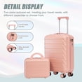 thumbnail image 6 of 2-Piece ABS Spinner Wheel Luggage Set with Combination Lock, Includes 14-Inch Cosmetic Case, Pink, 6 of 17