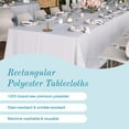 thumbnail image 2 of Leading Linens 5 pc 60x84 Inch Rectangle White Polyester Tablecloths - Stain & Wrinkle Resistant Washable Dining Table Cover for Wedding Reception Banquet Party Event, 2 of 5
