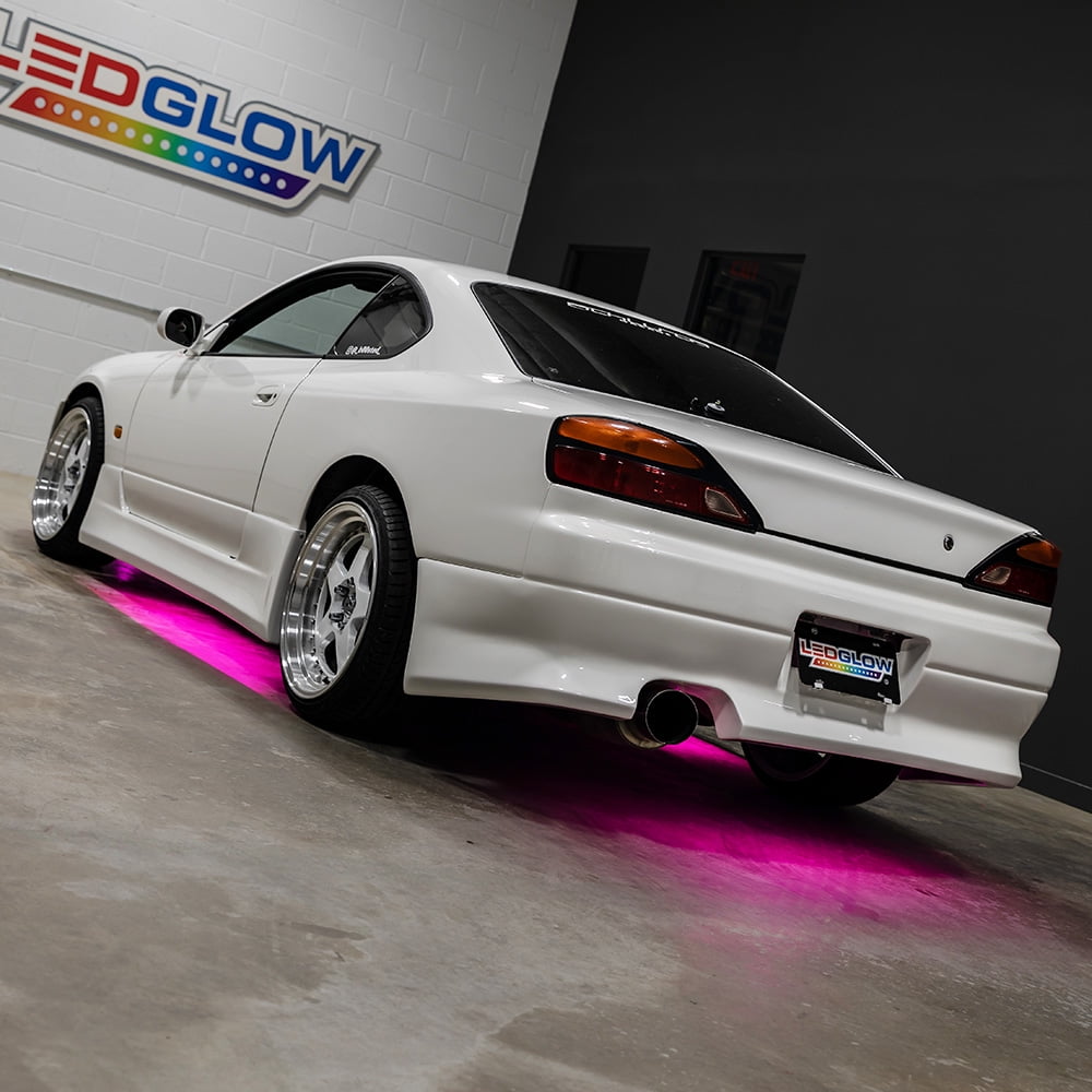 LEDGlow 4pc Pink LED Flexible Slimline Underbody Underglow Lighting Kit
