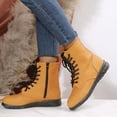 thumbnail image 2 of Zapatos Botines para mujer Botas de caña de talla grande para mujer botas de comercio exterior para mujer botas de cuero con cordones y parte inferior plana para mujer otoño e invierno (Yellow 8.5), 2 of 6