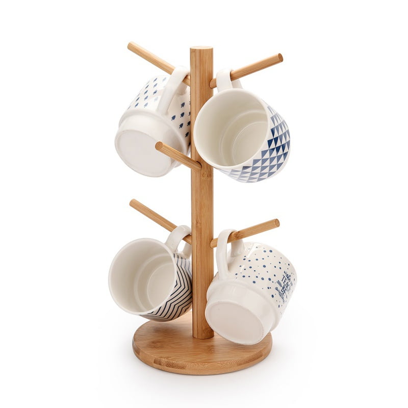 Detachable Tea Cups Storage Tree Bamboo Coffee Mugs Drying Hanging Stand