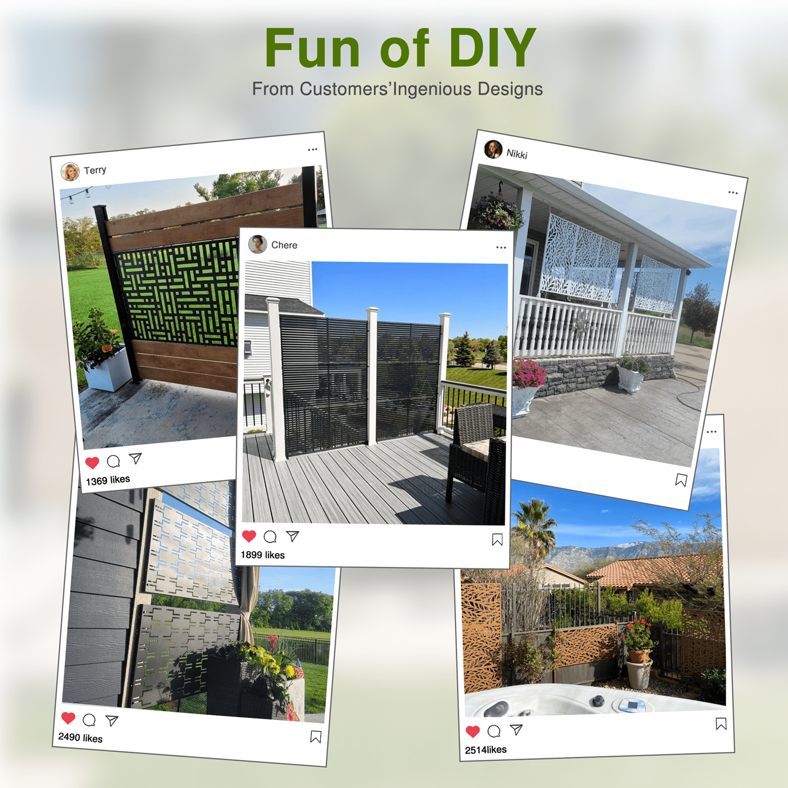 MAYEERTY 72"x47"x16" Outdoor Privacy Screen with Stand Metal Balcony Decorative Screen,Brown