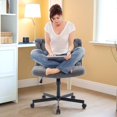 thumbnail image 4 of Home Office Desk Chair with Wheels, Wide Seat Criss Cross Design, Armless Swivel Makeup Vanity Chair, Modern Cross Legged Task Chair for Computer, Home Office & Study, 4 of 7