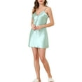 thumbnail image 2 of INSPIRE CHIC Women's Satin Nightgowns Spaghetti Strap Cami Silk Pajamas Sleepshirts M Pea Green, 2 of 6