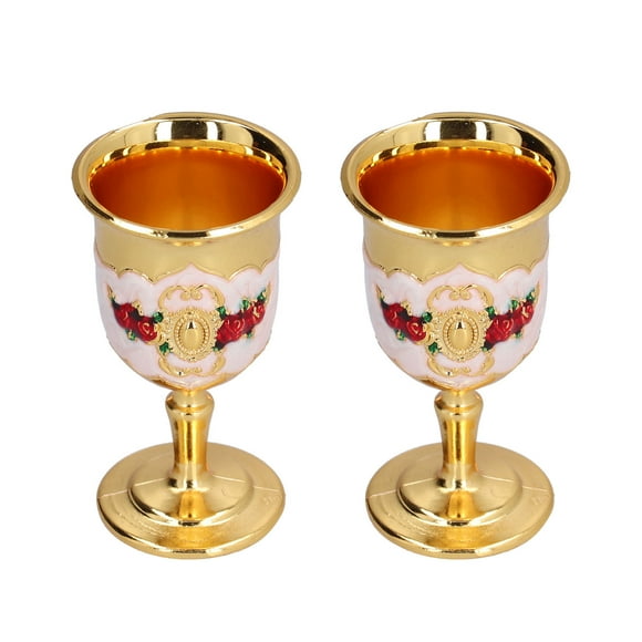 Copas de Metal Bling Bling Exquisitas con Patrón de Flores Dorado Blanco
