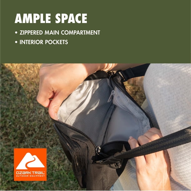 Ozark Trail Unisex Double Pocket Polyester Fanny Pack, Black