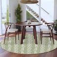 thumbnail image 3 of Large Round Rug 8Ft Washable Non-Slip, Sage Green Spring Leaves Circle Area Rugs for Living Room Bedroom, Pastoral Botanical Striped Flowers Indoor Floor Mats Carpet Runner for Home Decor, 3 of 8