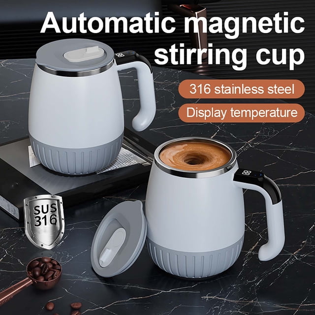 TACILIP Intelligent Temperature-measuring Magnetic Automatic Coffee Stirring Cup, Kitchen Gadgets