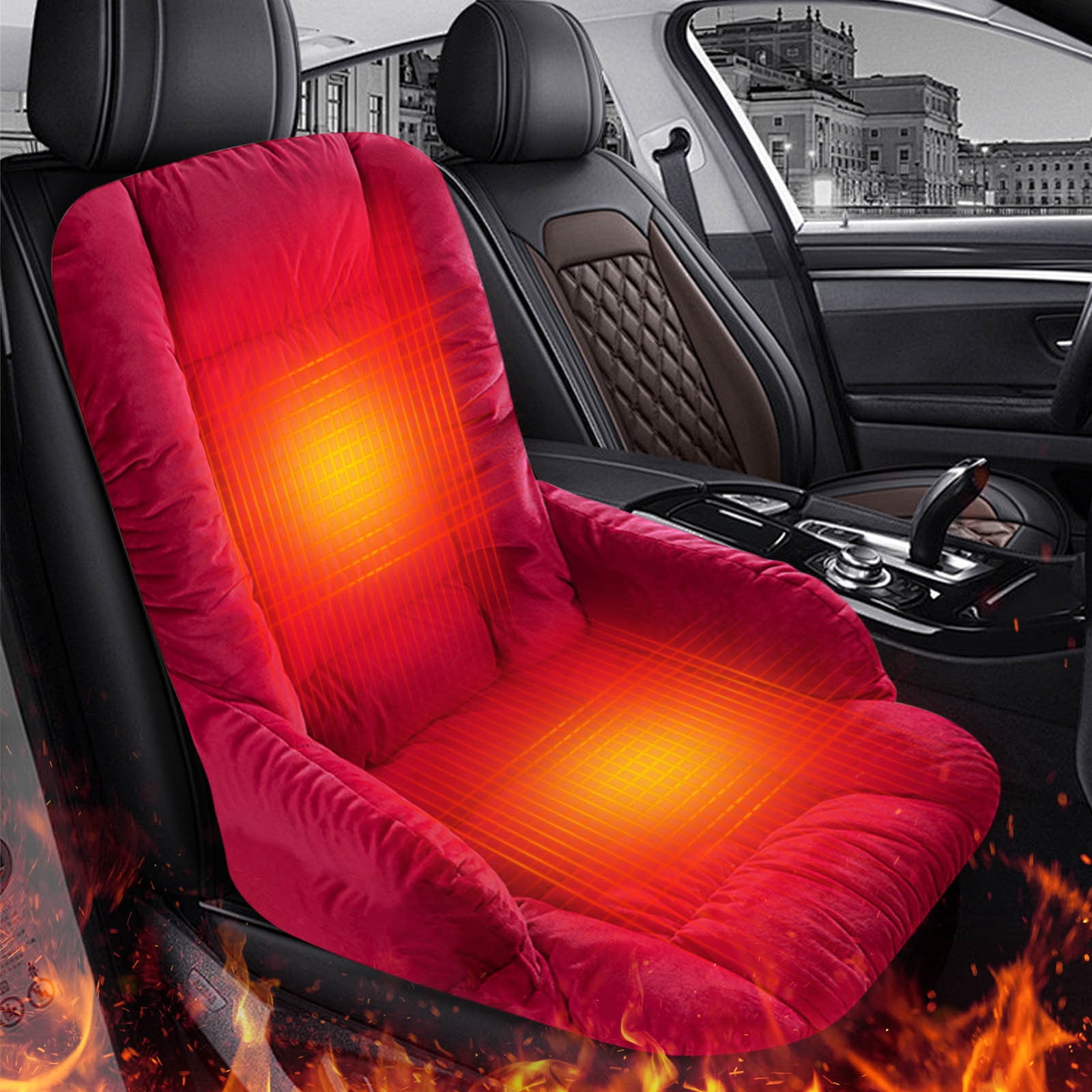 Heated Seat Cushion, Office Chair Heating Pad, Heated Seat Pad, Winter Integrated Heating Cushion (18x16 In) - Office Long-Period Sitting Waist Protection