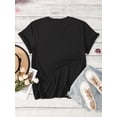 thumbnail image 2 of Camiseta de cuello redondo con estampado de lazo, informal, de manga corta para primavera y verano, para mujer, para adultos, hombres, mujeres, adolescentes, jóvenes, deportes casuales., 2 of 6